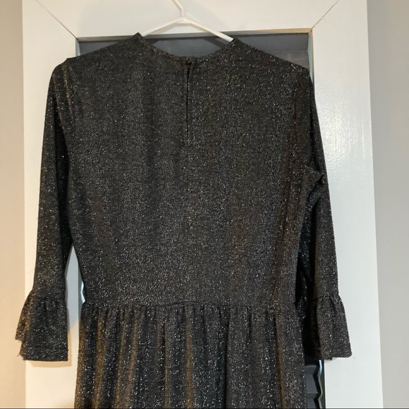 Shimmery black and silver long sleeve midi dress - Picture 8 of 15